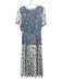 Rixo Size 6 White, Blue, Multi Silk Plaid Floral Print Leg Slit Dress White, Blue, Multi / 6