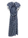Sea New York Size 2 Blue, White, Orange Cotton Crochet Lace Floral Print Dress Blue, White, Orange / 2