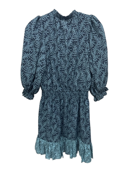 Joie Size S Navy Blue & Blue Polyester Abstract Floral Long Sleeve Dress Navy Blue & Blue / S