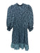 Joie Size S Navy Blue & Blue Polyester Abstract Floral Long Sleeve Dress Navy Blue & Blue / S