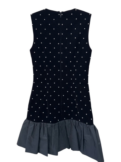 Rebecca Vallance Size 2 Black Polyester & Rayon Velvet Pearls Sleeveless Dress Black / 2
