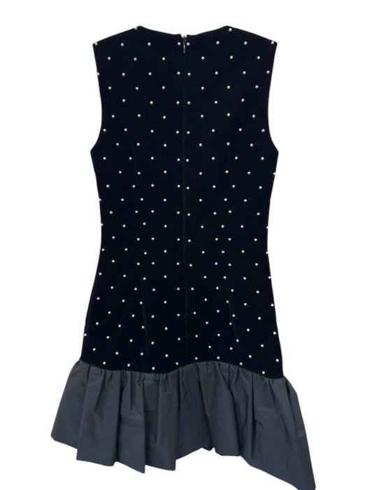 Rebecca Vallance Size 2 Black Polyester & Rayon Velvet Pearls Sleeveless Dress Black / 2