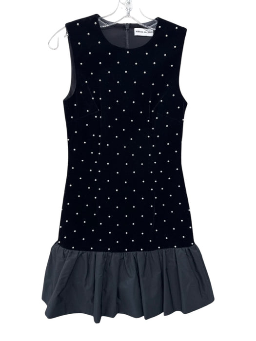Rebecca Vallance Size 2 Black Polyester & Rayon Velvet Pearls Sleeveless Dress Black / 2