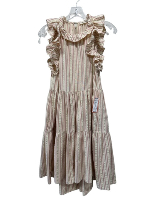Ulla Johnson Size 2 Cream, Red, Gold Cotton Striped Metallic Thread Dress Cream, Red, Gold / 2
