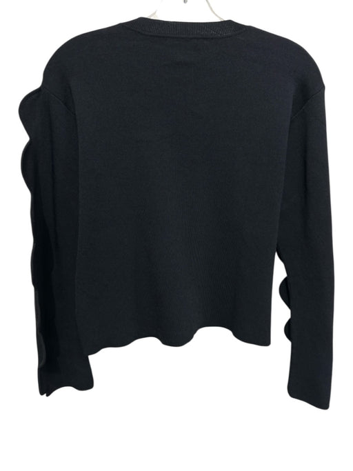 Ulla Johnson Size S Black Viscose Scallop Detail Long Sleeve Cropped Sweater Black / S