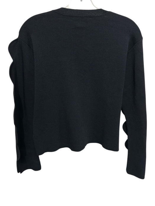 Ulla Johnson Size S Black Viscose Scallop Detail Long Sleeve Cropped Sweater Black / S
