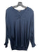 Vince Size XS Navy Blue Silk Blend V Neck Long Sleeve Side Slits Top Navy Blue / XS