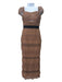 Self Portrait Size 4 Tan & black Mesh Polka Dot Cap Sleeve Midi Dress Tan & black / 4