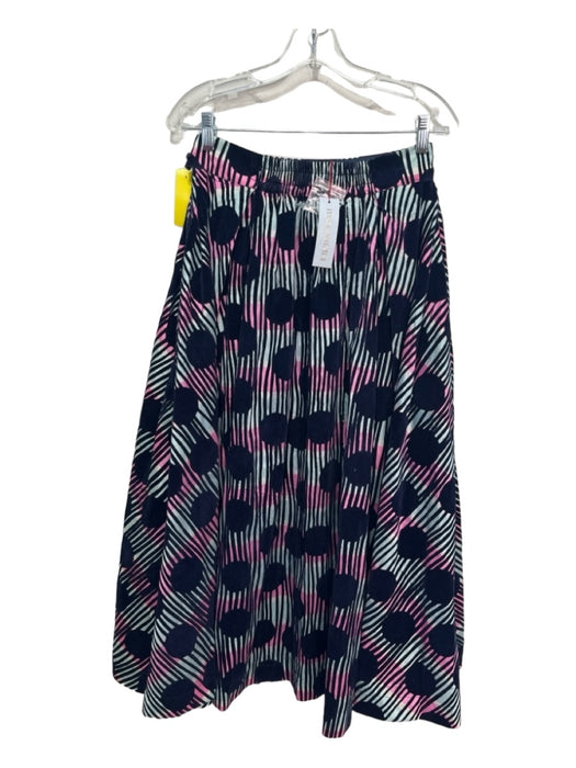 Frances Valentine Size S Navy, Pink, Blue Polyester Velvet Detail Abstract Skirt Navy, Pink, Blue / S