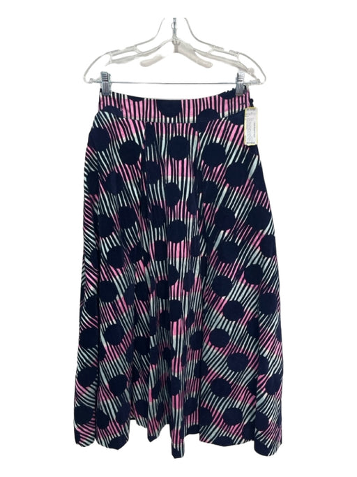 Frances Valentine Size S Navy, Pink, Blue Polyester Velvet Detail Abstract Skirt Navy, Pink, Blue / S