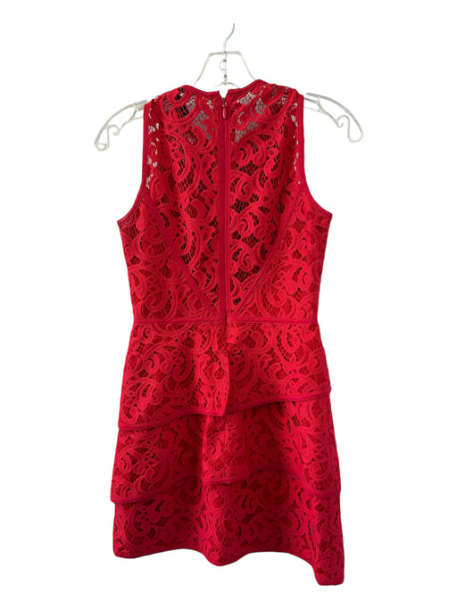 BCBG Maxazria Size 2 Red Polyester Lace Layer V Neck Dress Red / 2