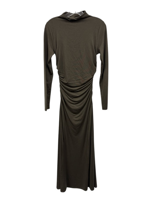 Reformation Size XS Army Green Lyocell blend Long Sleeve Mock Neck Dress Army Green / XS