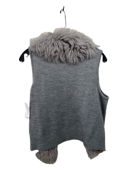 J Crew Size L Gray Merino Wool Shearling Collar Sleeveless Vest Cardigan Gray / L