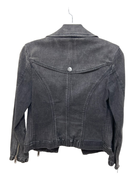 Burberry Brit Size 6 Faded Black Cotton Denim Zip Front Long Sleeve Moto Jacket Faded Black / 6