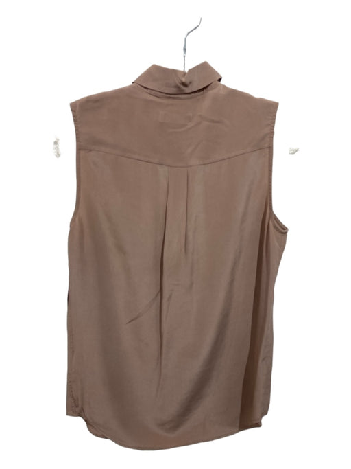 Equipment Size S Taupe Silk Button Down Sleeveless Breast Pockets Top Taupe / S