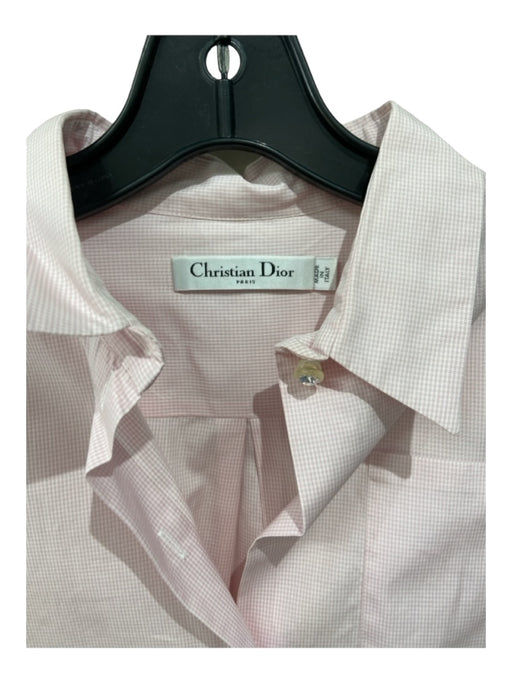 Christian Dior Size 6 Light Pink Print Cotton Gingham Collar Button Front Top Light Pink Print / 6