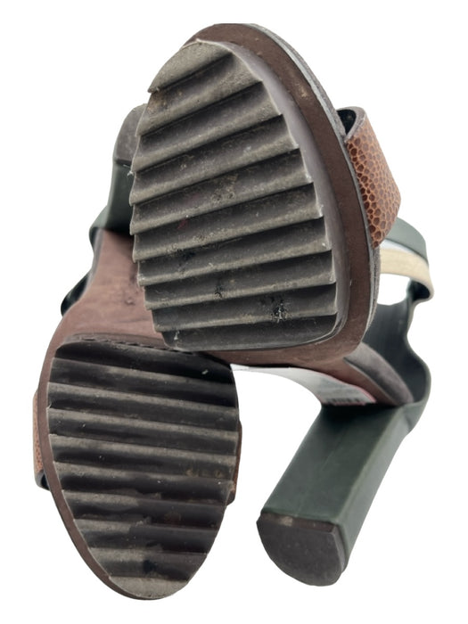 Brunello Cucinelli Shoe Size 37.5 Dark Green, Gray, Brown, Ivory Leather Pumps Dark Green, Gray, Brown, Ivory / 37.5