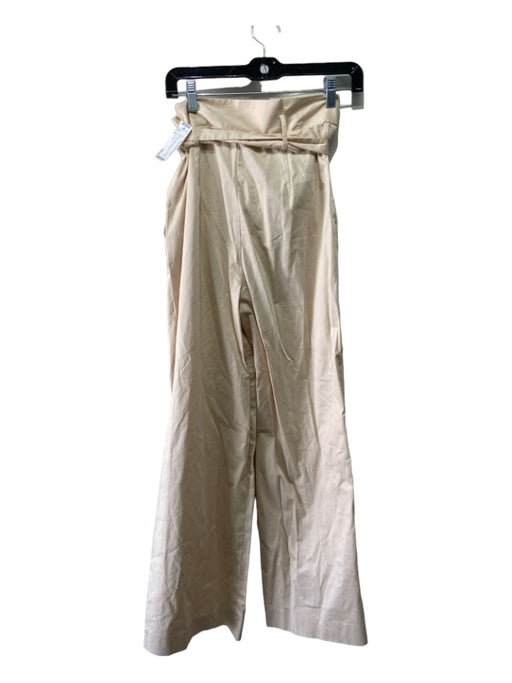 Antonio Melani Size 4 Light Tan Cotton Button Fly Wide Leg Paper Bag Waist Pants Light Tan / 4