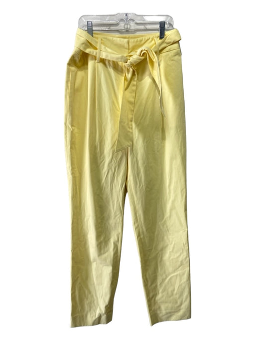 Antonio Melani Size 4 Yellow Cotton Blend Hook & Zip Straight Leg Belted Pants Yellow / 4