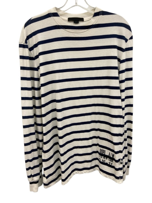 Alexander Wang Size XXS Blue & White Cotton Striped T shirt Long Sleeve Shirt Blue & White / XXS