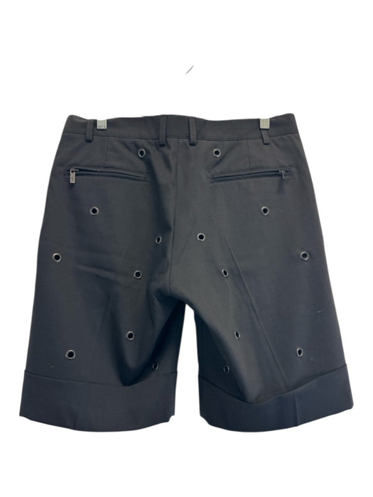 Armani Size Est 32 Black Wool Blend Holes Khaki Dress Men's Shorts Black / Est 32