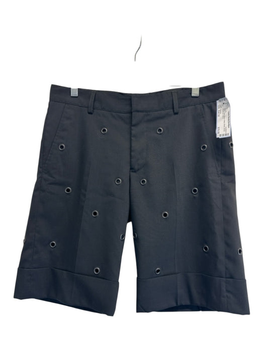 Armani Size Est 32 Black Wool Blend Holes Khaki Dress Men's Shorts Black / Est 32