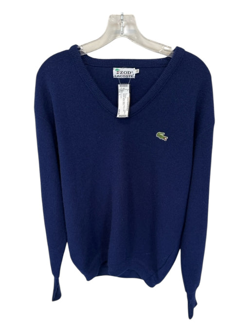 Lacoste Vintage Size L Navy Wool V Neck Men's Sweater L