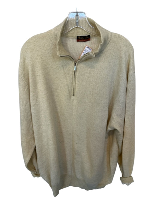 Loro Piana AS IS Size 56 Pale Yellow Cashmere Knit Half Zip Men's Sweater Pale Yellow / 56
