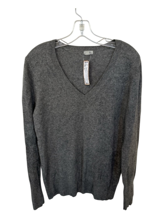 Halogen Size XL Gray Cashmere Heathered Knit V Neck Sweater Gray / XL