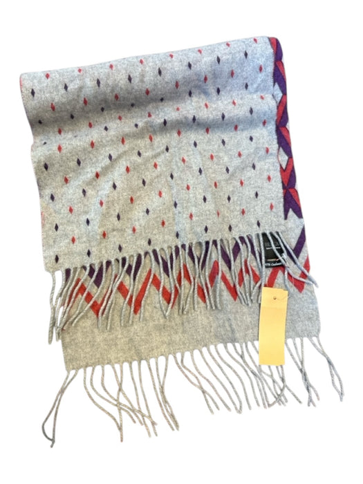 Black Saks 5th Ave Purple & Red Cashmere Chevron Fringe scarf Purple & Red / One Size