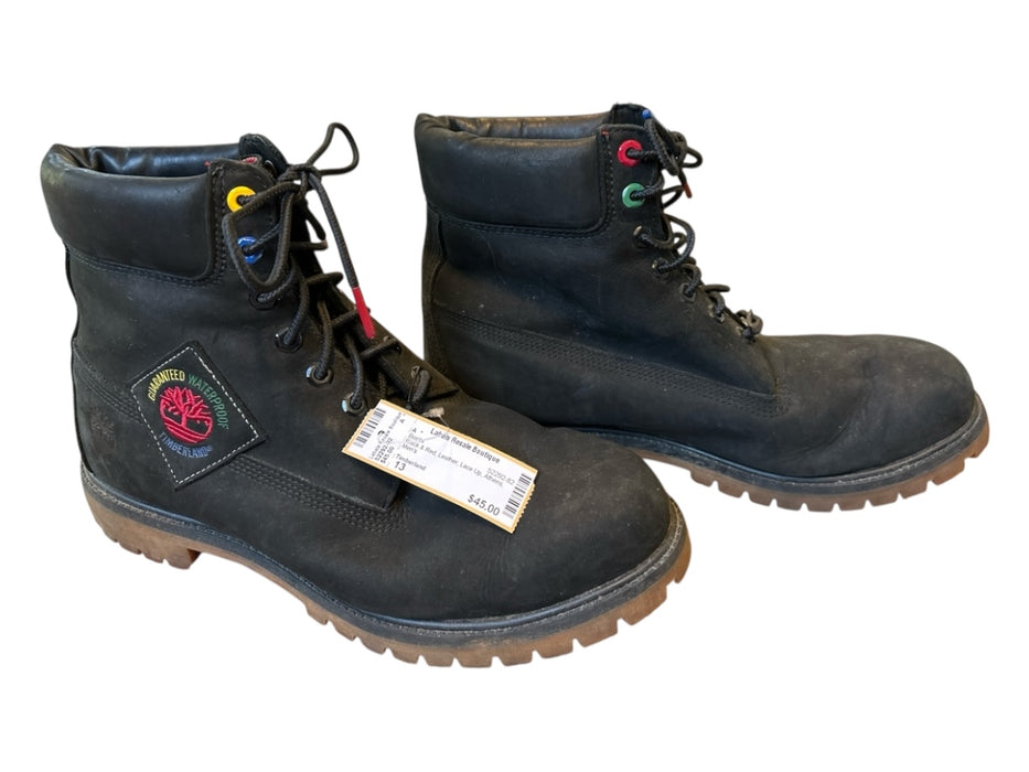 Timberland Shoe Size 13 Black & Red Leather Lace Up Men's Boots Black & Red / 13