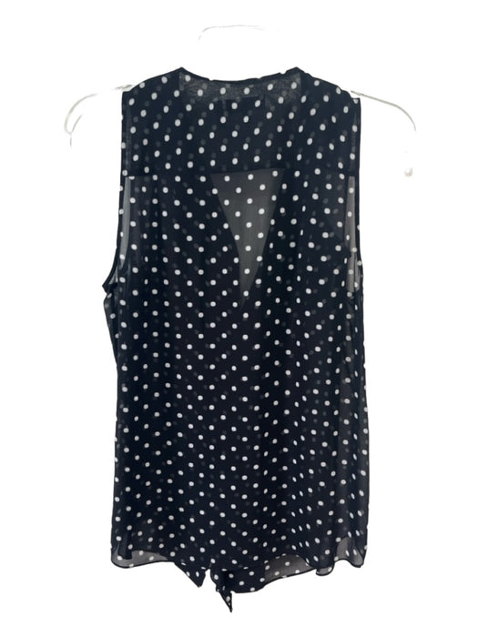 Theory Size S Black & White V Neck Polka Dot Sleeveless Ruffle Top Black & White / S