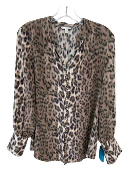 Joie Size S Beige & Brown 1/2 Button Animal Print Long Sleeve Top Beige & Brown / S