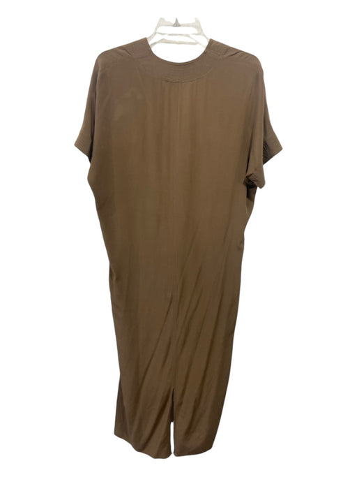 Inclan Studio Size XS Beige Silk V Neck Short Sleeve Maxi Dress Beige / XS