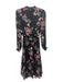 Intermix Size 4 Black Pink Green Silk Floral Elastic Waist Maxi Dress Black Pink Green / 4