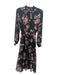 Intermix Size 4 Black Pink Green Silk Floral Elastic Waist Maxi Dress Black Pink Green / 4