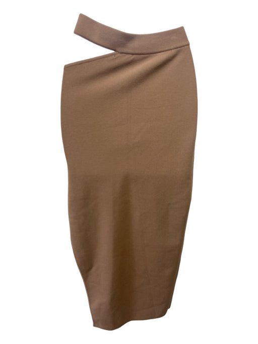 Michael Costello Size XS Beige Viscose Cut Out Slit Midi Skirt Beige / XS