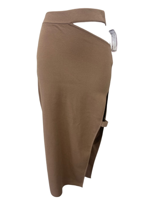 Michael Costello Size XS Beige Viscose Cut Out Slit Midi Skirt Beige / XS