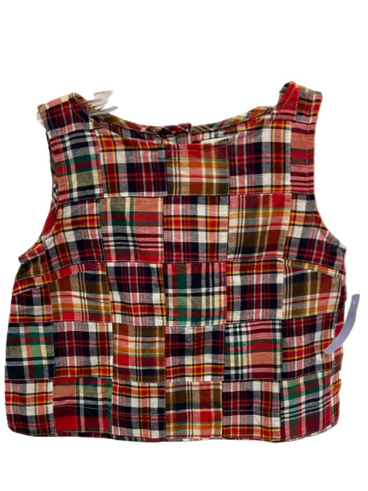 Kiel James Patrick Size S Red, Green, Multi Cotton Button Back Madras Plaid Top