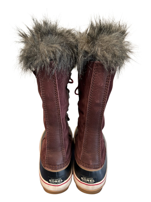 Sorel Shoe Size 10 Burgundy & Black Leather Rubber Sole Suede Lace Up Boots Burgundy & Black / 10