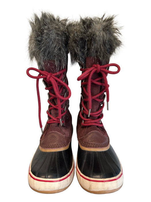 Sorel Shoe Size 10 Burgundy & Black Leather Rubber Sole Suede Lace Up Boots Burgundy & Black / 10
