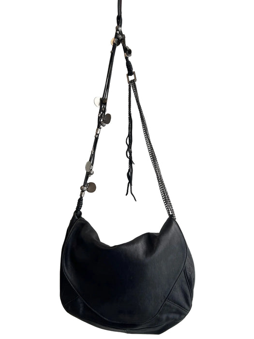 Tylie Malibu Black Leather Crossbody Magnetic Close Metal detail Bag