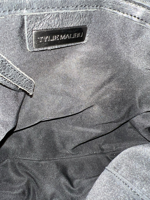 Tylie Malibu Black Leather Crossbody Magnetic Close Metal detail Bag