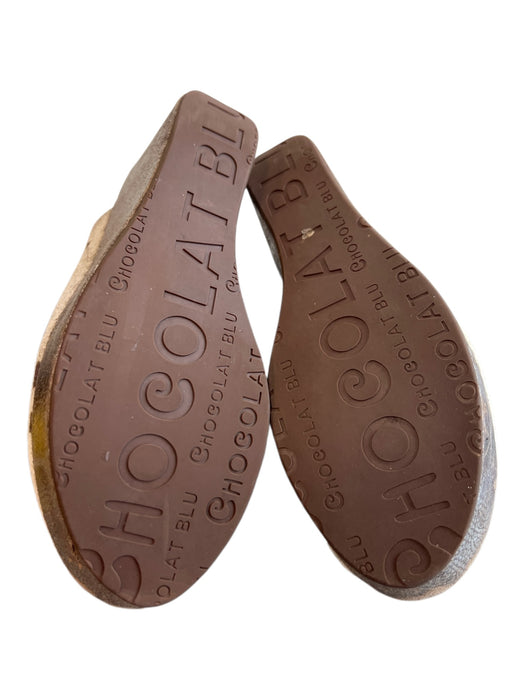 Chocolate BLU Shoe Size 9 Beige & Brown Manmade Material Cow Print Mules Shoes Beige & Brown / 9