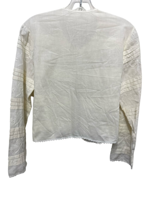 Fatima Rendas Size P Cream Cotton Long Sleeve Bow Print Single Button Cardigan Cream / P
