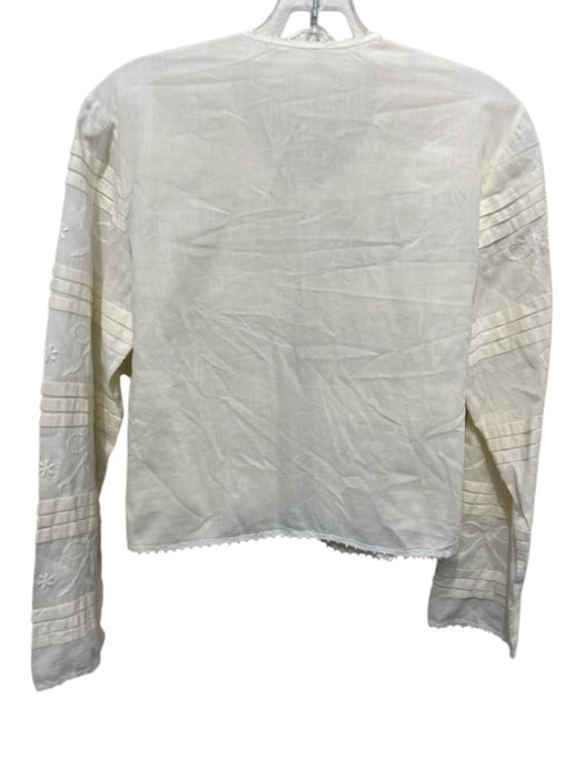 Fatima Rendas Size P Cream Cotton Long Sleeve Bow Print Single Button Cardigan Cream / P