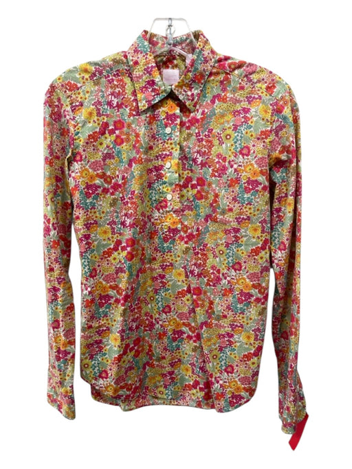 Ann Mashburn Size S Pink, Yellow, & Blue Cotton Button Floral Long Sleeve Top Pink, Yellow, & Blue / S