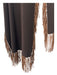 Etcetera Brown Leather & Wool Suede Fringe Long scarf Brown / One Size