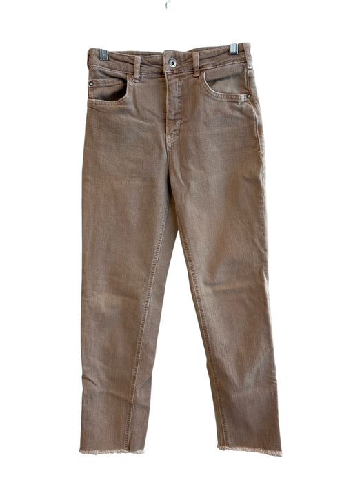Pilcro Size 26 Light Brown Cotton Blend 5 Pocket Zip Fly Raw Hem mid rise Jeans Light Brown / 26