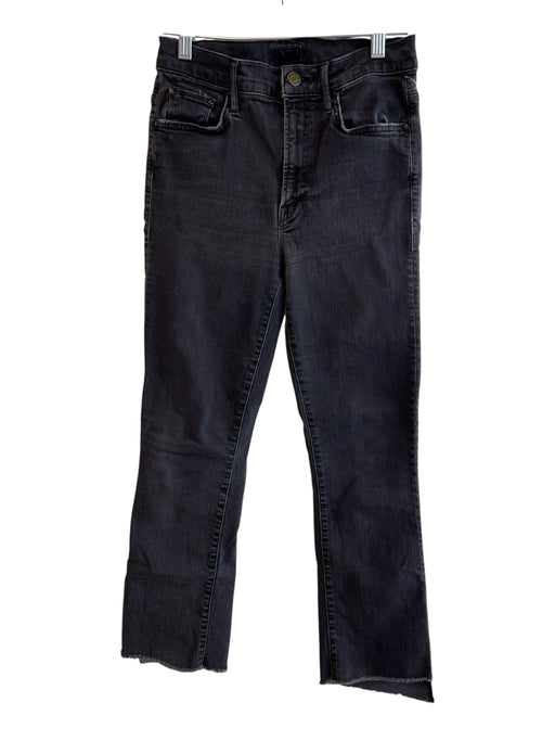 Mother Size 27 Black Cotton Blend Zip Fly 5 Pocket Fray Hem Jeans Black / 27